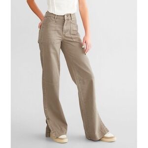 Gilded Intent 90s Wide Leg Pants Khaki Cargo Style Button Fly Size 25x34